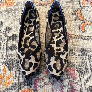 Rothy's Black and Tan Flats with Leopard Print